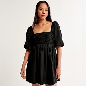 NWT A&F Emerson Linen-Blend Puff Sleeve Mini Dress